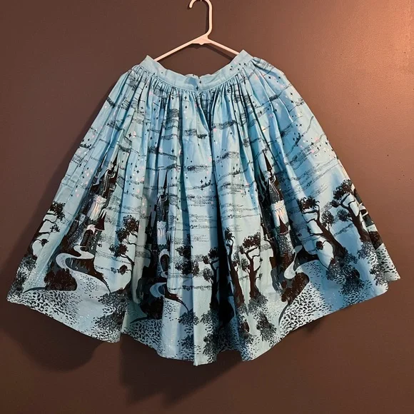 Pinup Couture, Pinup Girl Clothing Castles Blue Jenny Skirt - Picture 2 of 5